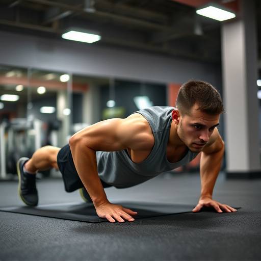 A man performing push-ups on the floor, maintaining proper form.