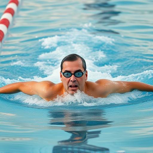 A man swimming laps in a pool, demonstrating proper technique.